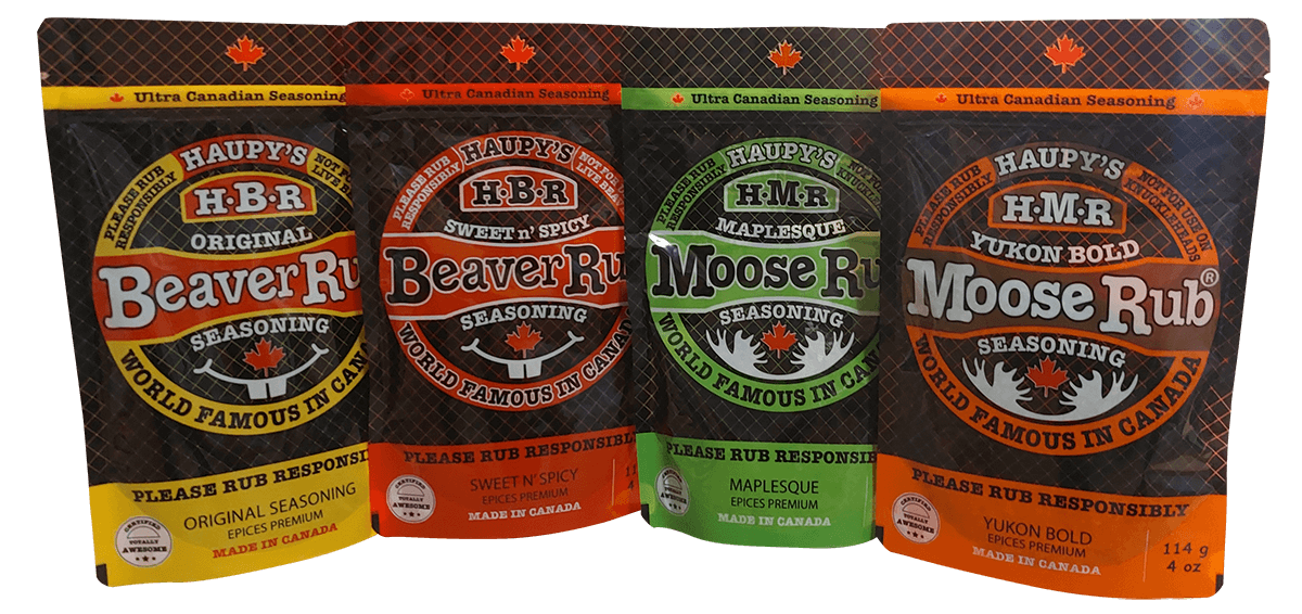 four varieties of canadian seasoning by haupy's beaver rub